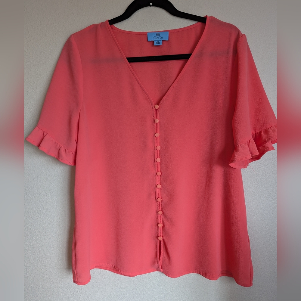 NWOT CeCe Coral Blouse Size M